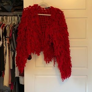 Red fringe/fur jacked